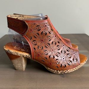 LArtiste leather cut-out sling back heeled sandals